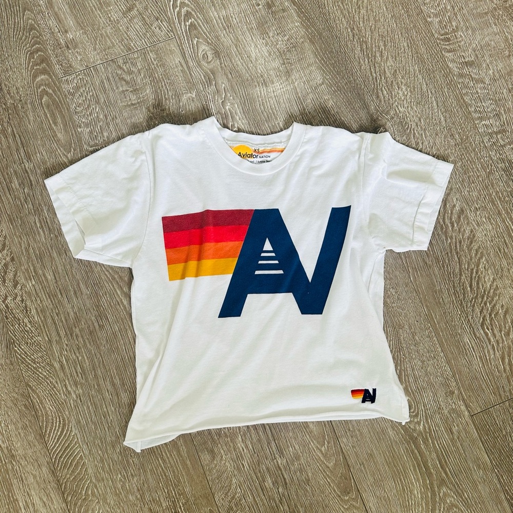 Aviator Nation, white cropped shirt